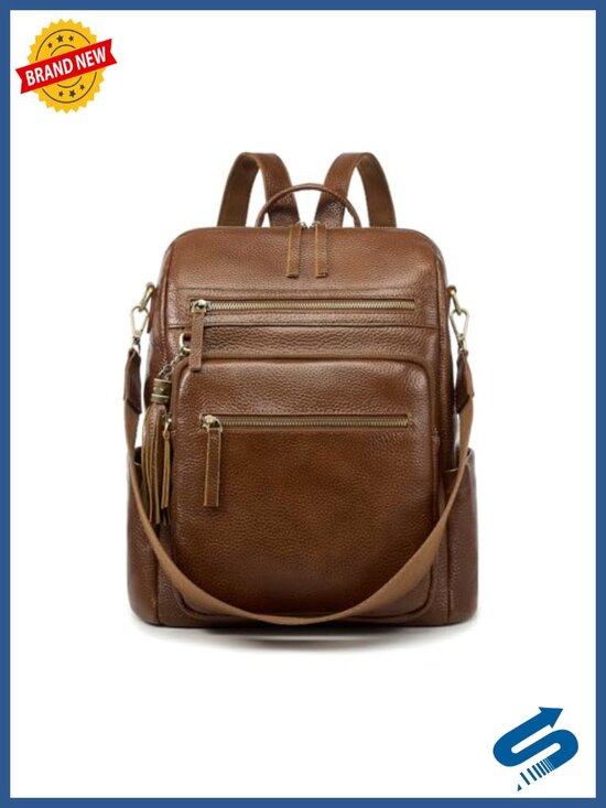 Handbags - Genuine Leather Backpack Purse for Women Large Capacity Multiple Pockets